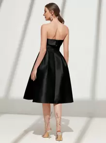 SHEIN Belle Solid Tube Formal Dress Elegant Prom Semi Formal Wedding Guest Dress, For Birthday, Graduation, Homecoming Party Dress - Black - View 2