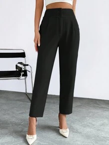 SHEIN Privé Pantalones con fruncido - Negro - Ver 2