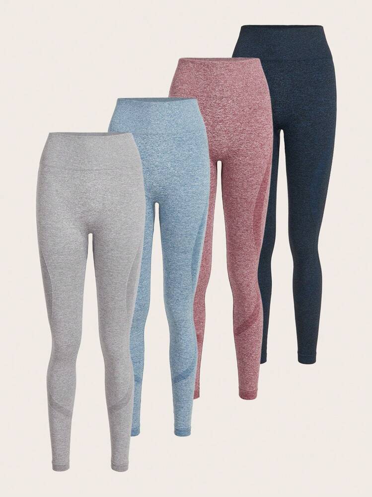 4 piezas leggings deportivos con pretina ancha - Multicolor - Ver 1