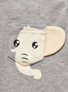 Cozy Pixies Baby Boy Cartoon Graphic Tee & Pants - Apricot - View 3