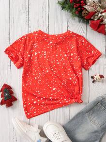 SHEIN Garota Jovem Impressão De Natal Camiseta