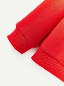 Baby Girl Christmas Print Sweatshirt,In Fall/Winter - Red - View 4