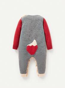 Baby Girl Cartoon Pattern Knit Jumpsuit - Multicolor - View 2