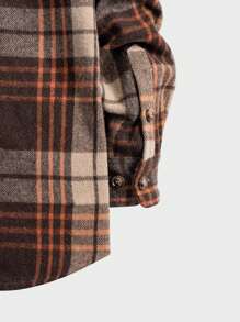 Mainfolk Men Plaid Print Colourblock Button Front Overcoat - Multicolor - View 5