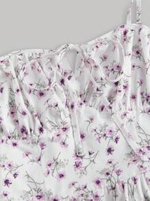 SHEIN MOD 小碎花肩上打結吊帶洋裝