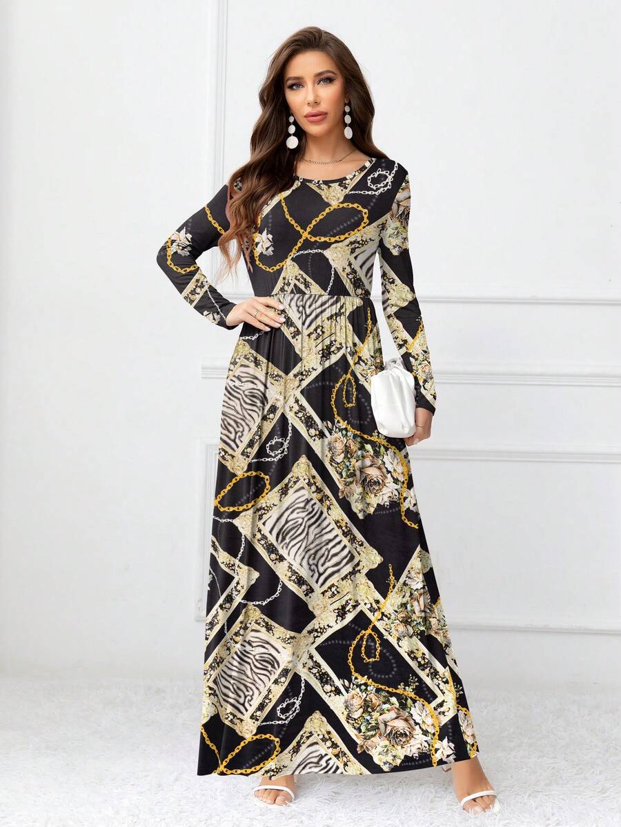 DEARCASE Scarf Print Maxi Dress - Multicolor - View 1