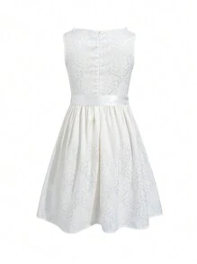 SHEIN Unity Vestido con estampado floral con cordón delantero - Blanco - Ver 2