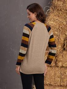 EMERY ROSE Halloween Pumpkin & Slogan Graphic Raglan Sleeve Tee