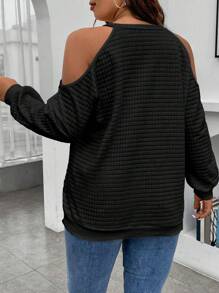 Celure Talla grande Sudadera de hombros descubiertos con cremallera cuarta