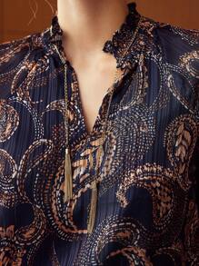 MOTF PREMIUM 佩斯利雪纺衬衫 - 彩色 - 查看 3