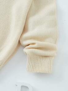 SHEIN 女小童花卉刺繡彼得潘領套頭毛衣 - 杏色 - 查看 7