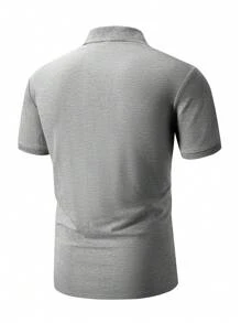 Manfinity Mode Nam Chi tiết thêu Tay Raglan Áo polo - Màu Xám nhạt - Xem 2