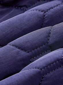 Baby Boy Slant Pockets Quilted Padded Coat - Navy Blue - View 6