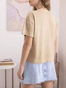 SHE(IN) BRASIL Hình in mặt trời & mặt trăng Áo thun Thả vai - Màu Tím - Xem 2