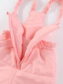 SHEIN 年轻女孩毛绒装饰连帽夹棉外套和连体裤 - 粉色 - 查看 7