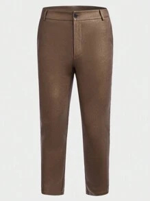 Manfinity VCAY Men Solid Single Breasted Blazer & Suit Pants - Mocha Brown - View 4