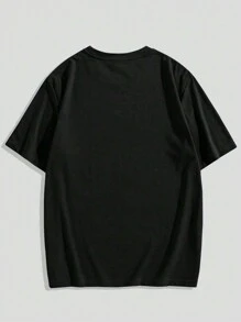 ROMWE MEN Street Life 男士字母人物圖案T恤 - 黑色 - 查看 2