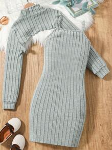 SHEIN 女大童小高領超短款上衣&吊帶洋裝 - 薄荷綠 - 查看 2