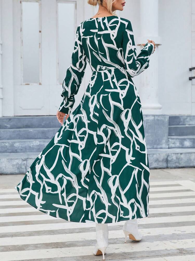 Allover Print Cut Out Knot Front Dress