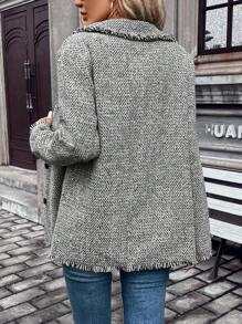 SHEIN Frenchy Túi có nắp Xén Thô Áo khoác - Xám - Xem 2