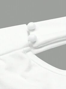 Calvaya 大碼人像圖案不對稱領運動衫 - 白色 - 查看 4