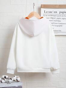 SHEIN 青少年男孩字母图案袋鼠口袋落肩卫衣 - 白色 - 查看 2