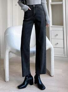 FRIFUL Straight Leg Jeans - Black - View 6