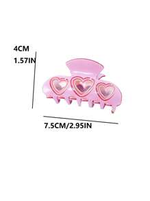 1 件情人節粉紅鏤空壓克力心型中型髮夾髮飾,非常適合日常配戴,節慶派對,送給媽媽、朋友的禮物 - 粉色 - 查看 6