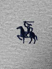 Manfinity Mode Nam Chi tiết thêu Tay Raglan Áo polo - Màu Xám nhạt - Xem 5