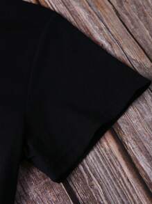 SHEIN LUNE Halloween In mạng nhện Áo thun - màu đen - Xem 4