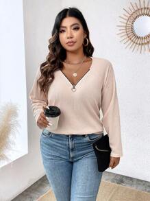 Calvaya Plus Half Zip Raglan Sleeve Tee
