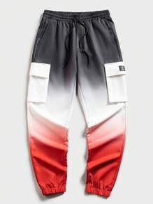 Manfinity RebelGame 男士漸層翻蓋口袋腰部抽繩工裝褲 - 彩色 - 查看 9