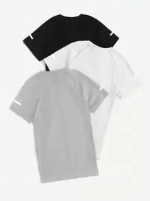 Easithlete 3pcs Letter Graphic Raglan Sleeve Sports Tee Gym Top - Multicolor - View 2