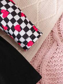 Baby Girl Checker & Heart Print Tee & Overall Dress - Multicolor - View 6