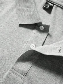 Manfinity Mode Nam Chi tiết thêu Tay Raglan Áo polo - Màu Xám nhạt - Xem 4