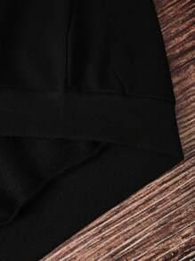 SHEIN Essnce 日月圖案加絨內裏運動衫 - 黑色 - 查看 3