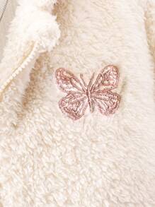 SHEIN 女大童雙色蝴蝶刺繡連帽夾克無毛衣 - 彩色 - 查看 5