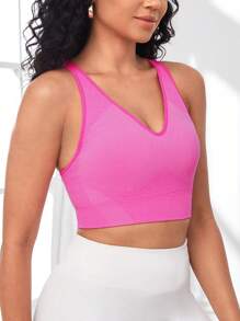 Seamless High Stretch Sports Bra - Hot Pink - View 1