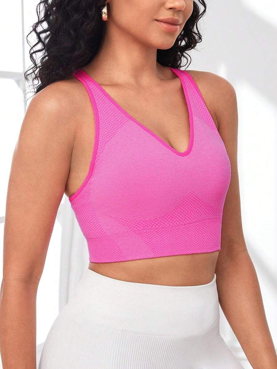 Seamless High Stretch Sports Bra - Hot Pink - View 1