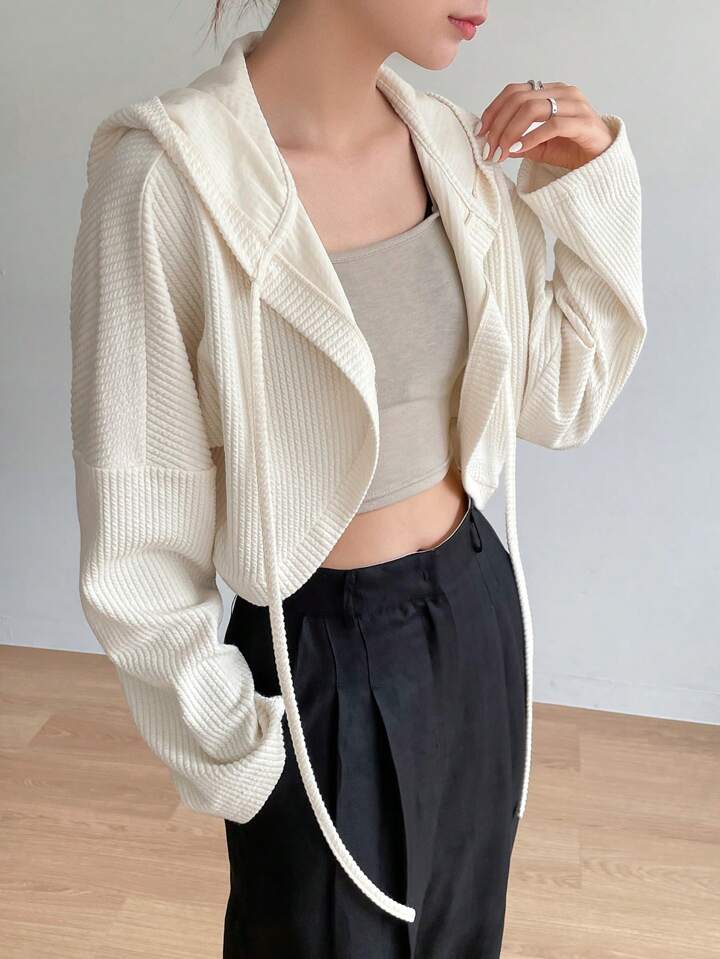 Dazy-Less Drop Shoulder Drawstring Hooded Sweatshirt | SHEIN