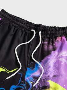 GENTILAND Men Graphic Print Tee & Drawstring Waist Shorts - Pink - View 4