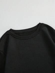 ROMWE Grunge Punk 骷髏與字母印花保暖襯裡運動衫 - 黑色 - 查看 3