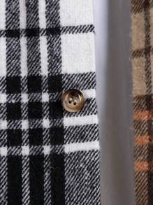 Mainfolk Men Plaid Print Colourblock Button Front Overcoat - Multicolor - View 3