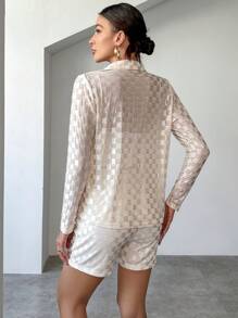 SHEIN Privé Shorts con camiseta unicolor con botón delantero