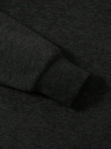 EURMUSE 男士素色圓領運動衫 - 黑色 - 查看 4