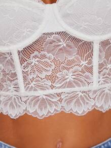 SHEIN BAE Lace Crop Wide Strap Top - White - View 5