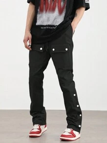 Manfinity Roghcode Men Flap Pocket Cargo Pants - Black - View 5