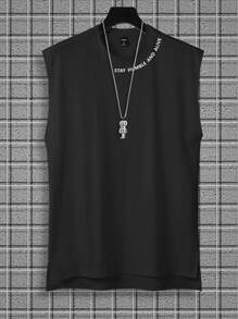 Manfinity Homme Men Slogan Graphic Tank Top - Black - View 6