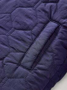 Baby Boy Slant Pockets Quilted Padded Coat - Navy Blue - View 5
