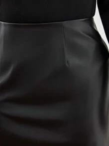 SHEIN Frenchy Hơn Bằng sáng chế Váy thẳng - màu đen - Xem 6